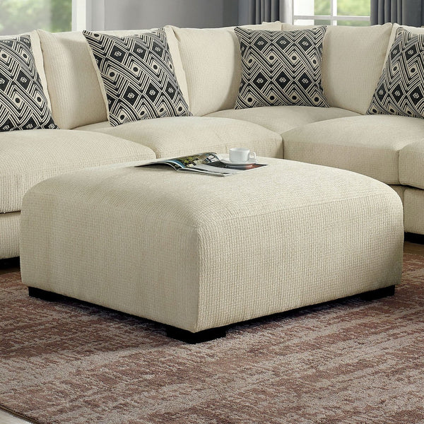 English Elm Contemporary Square Ottoman With Memory Foam - Beige Padded Comfort For Living Rooms & Lounging B2741P355831