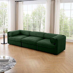 English Elm Elegant Green Chenille Sofa: Chic 3-Seater With Hidden Storage, Ergonomic Backrest & Modular Design W714S01060