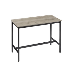 English Elm Pub Industrial Style 7-Piece High Dining Set with Steel Frame, PU Padded Bar Chairs, Adjustable Feet Grey W1668P193689