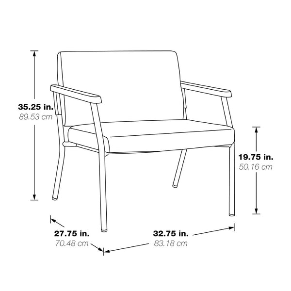 OSP Home Furnishings Bariatric Guest Chair with Titanium Frame and Plush Padded Seat for Medical Waiting Rooms BC9603-K002