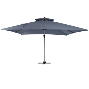 English Elm 11FT Patio Umbrella with Double Venting Top, UPF50+ 11x11ft Shade, Aluminum Frame, Tilt & Rotate Gray 106.3 L x 16.14 W x 6.3 H T3609P347438