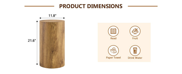 English Elm Simple Wood Grain Cylindrical Coffee Table – 11.8" Diameter For Modern, Industrial & Scandinavian Style W1151P361923-GIGA