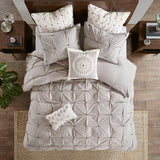 INK+IVY Sofia Mid-Century Cotton Embroidered Decorative Square Pillow II30-609 Grey