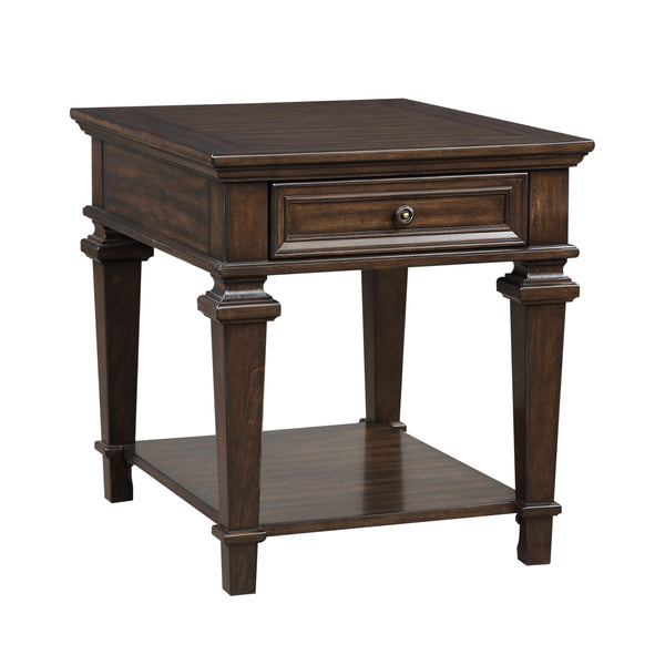 English Elm Traditional Classic End Table with Storage Drawer and Open Shelf Birch Veneer Finish for Living Room Espresso 41.75 L x 26.5 W x 11 H B011P291538