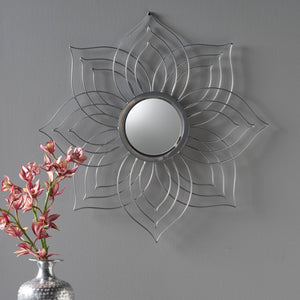 Christopher Knight Home® - Noble House - Oakley Floral Silver Finished Wall Mirror