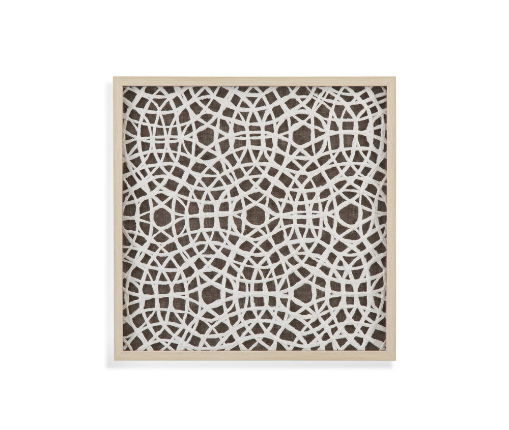 Basset Mirror Lined Wall Art: Elegant Shadow Box With Woven Rattan Design, Natural Blonde Molding & Rice Paper Mat Brown Resin,Glass,Paper,Linen 7500-735