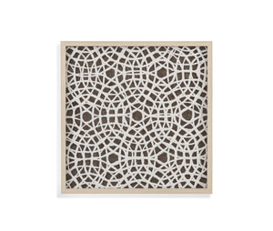 Basset Mirror Lined Wall Art: Elegant Shadow Box With Woven Rattan Design, Natural Blonde Molding & Rice Paper Mat Brown Resin,Glass,Paper,Linen 7500-735