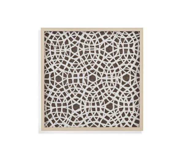 Basset Mirror Lined Wall Art: Elegant Shadow Box With Woven Rattan Design, Natural Blonde Molding & Rice Paper Mat Brown Resin,Glass,Paper,Linen 7500-735