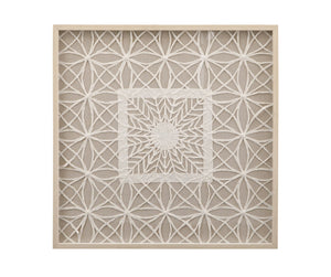 Basset Mirror Baize Wall Art: Exquisite Woven Natural Materials In Shadow Box Frame For Elegant Home Décor White Mdf,Clear Glass,Natural Fibers 7500-770