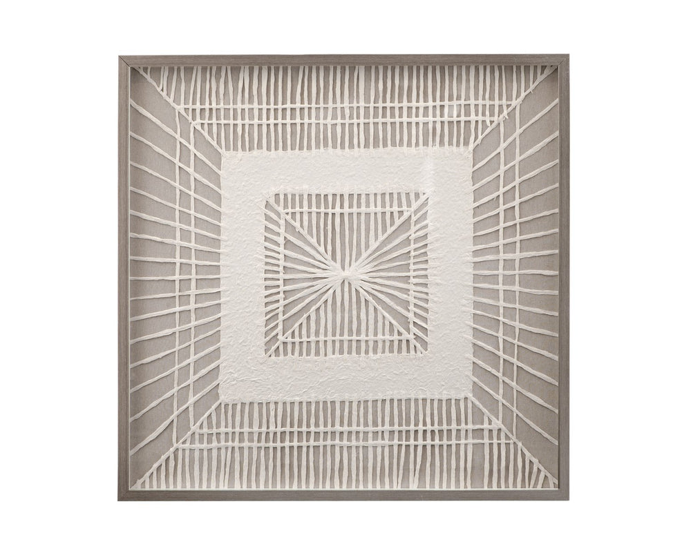 Basset Mirror Bedford Wall Art - Unique Handcrafted Woven Artwork In Shadow Box Frame For Organic Home Décor White Mdf,Clear Glass,Natural Fibers 7500-771