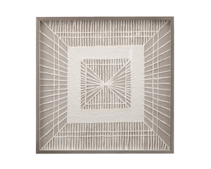 Basset Mirror Bedford Wall Art - Unique Handcrafted Woven Artwork In Shadow Box Frame For Organic Home Décor White Mdf,Clear Glass,Natural Fibers 7500-771