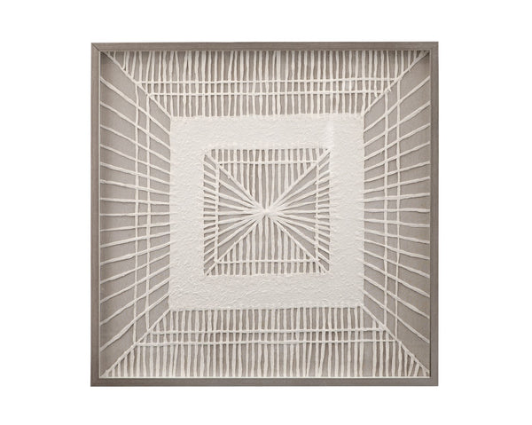 Basset Mirror Bedford Wall Art - Unique Handcrafted Woven Artwork In Shadow Box Frame For Organic Home Décor White Mdf,Clear Glass,Natural Fibers 7500-771