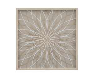 Basset Mirror Bengaline Wall Art - Unique Woven Natural Materials In Shadow Box Frame For Elegant Home Décor White Mdf,Clear Glass,Natural Fibers 7500-772