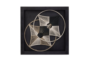 Basset Mirror Wrapped Wall Art - Stunning Shadow Box With Fiber Woven Design & Elegant Black Wood Molding Decor Black Mdf,Wood,Clear Glass,Jute 7500-775