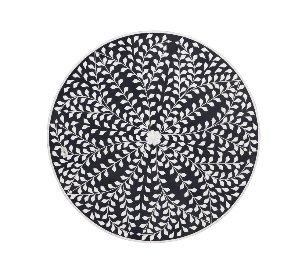 Basset Mirror Everlasting Wall Art: Stunning Black And White Floral Mosaic Round Hanging For Timeless Decor Black Mdf 7500-777