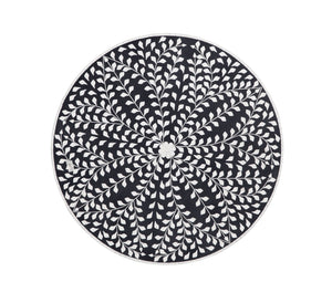 Basset Mirror Everlasting Wall Art: Stunning Black And White Floral Mosaic Round Hanging For Timeless Decor Black Mdf 7500-777