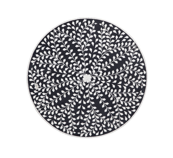 Basset Mirror Everlasting Wall Art: Stunning Black And White Floral Mosaic Round Hanging For Timeless Decor Black Mdf 7500-777