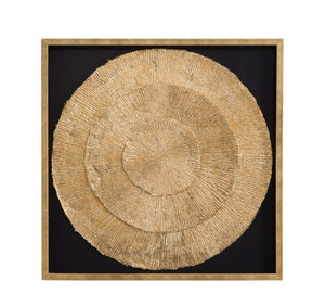 Basset Mirror Ophelia Shadow Box Wall Art With Elegant Black Mat And Gold Fan Design For Stunning Decor Accent Black Mdf,Wood,Clear Glass,Jute 7500-783