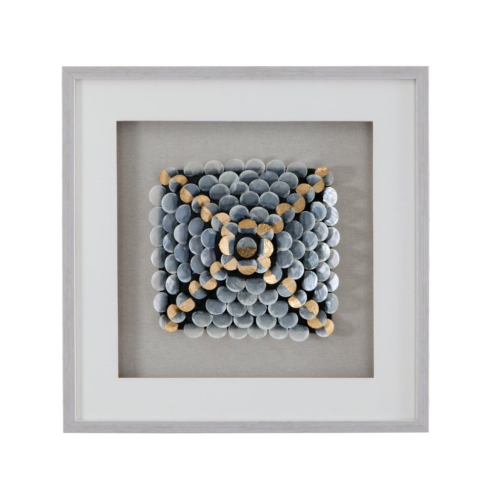 Basset Mirror Roselle Shadow Box Wall Art - Elegant Neutral Matboard & Silver Molding For Chic Home Decor Silver Shell,Linen,Mdf,Resin Frame 7500-784