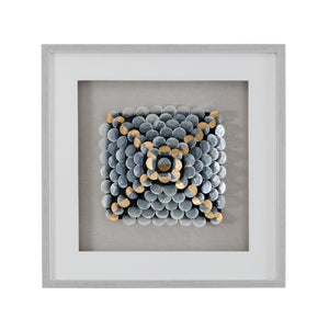 Basset Mirror Roselle Shadow Box Wall Art - Elegant Neutral Matboard & Silver Molding For Chic Home Decor Silver Shell,Linen,Mdf,Resin Frame 7500-784