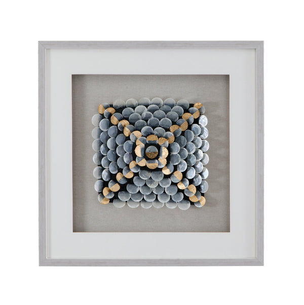 Basset Mirror Roselle Shadow Box Wall Art - Elegant Neutral Matboard & Silver Molding For Chic Home Decor Silver Shell,Linen,Mdf,Resin Frame 7500-784