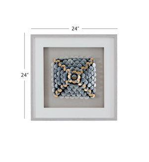 Basset Mirror Roselle Shadow Box Wall Art - Elegant Neutral Matboard & Silver Molding For Chic Home Decor Silver Shell,Linen,Mdf,Resin Frame 7500-784