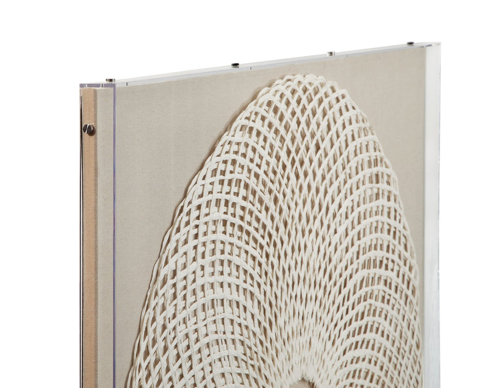 Basset Mirror Fleetwood Wall Art - Stunning Woven Natural Materials In Acrylic Shadow Box For Elegant Decor White Fiber,Wood,Acrylic 7500-786