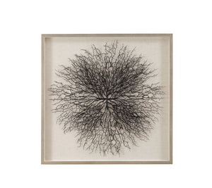 Basset Mirror Gracee Shadow Box Wall Art With Elegant Sea Fan Design And Stylish Silver Molding For Home Decor White Resin,Plastic Tree,Linen,Mdf 7500-787