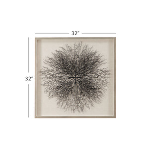 Basset Mirror Gracee Shadow Box Wall Art With Elegant Sea Fan Design And Stylish Silver Molding For Home Decor White Resin,Plastic Tree,Linen,Mdf 7500-787