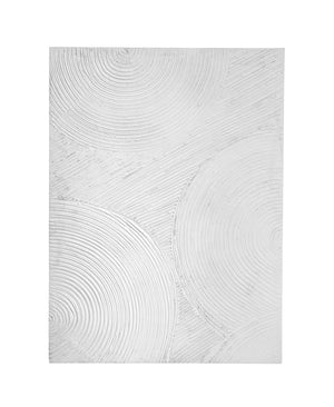 Basset Mirror Elton Wall Art - Textured Wooden Rectangular Hanging With Unique Circle Pattern For Modern Decor White Mdf 7500-792