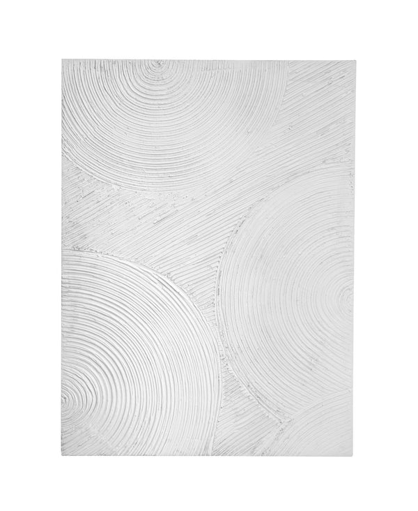 Basset Mirror Elton Wall Art - Textured Wooden Rectangular Hanging With Unique Circle Pattern For Modern Decor White Mdf 7500-792