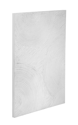 Basset Mirror Elton Wall Art - Textured Wooden Rectangular Hanging With Unique Circle Pattern For Modern Decor White Mdf 7500-792