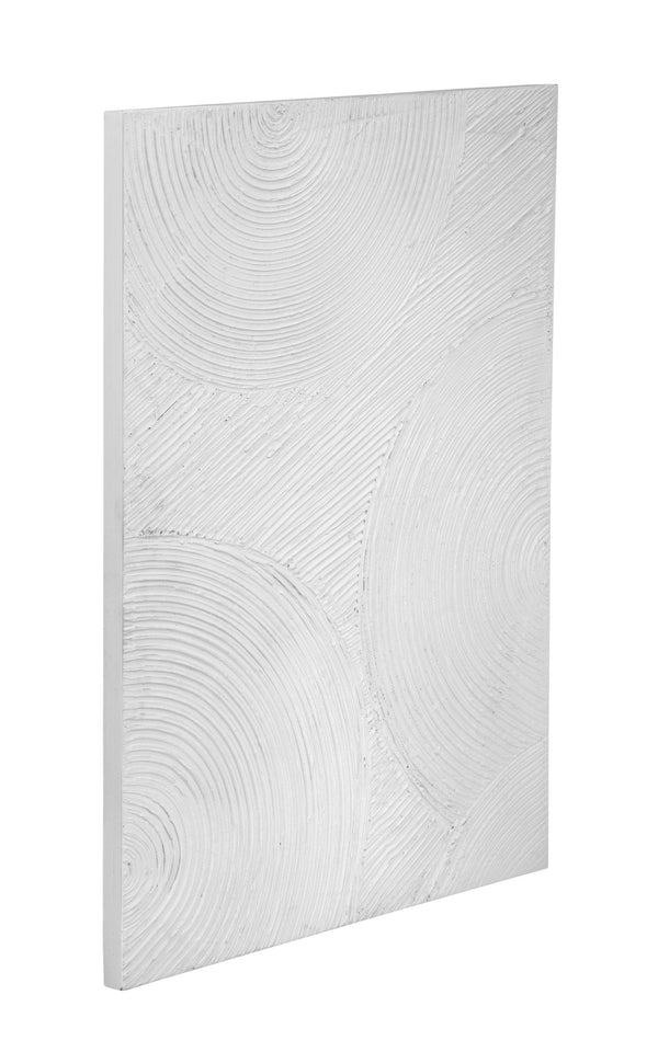 Basset Mirror Elton Wall Art - Textured Wooden Rectangular Hanging With Unique Circle Pattern For Modern Decor White Mdf 7500-792