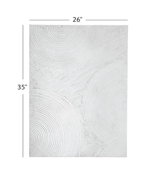 Basset Mirror Elton Wall Art - Textured Wooden Rectangular Hanging With Unique Circle Pattern For Modern Decor White Mdf 7500-792