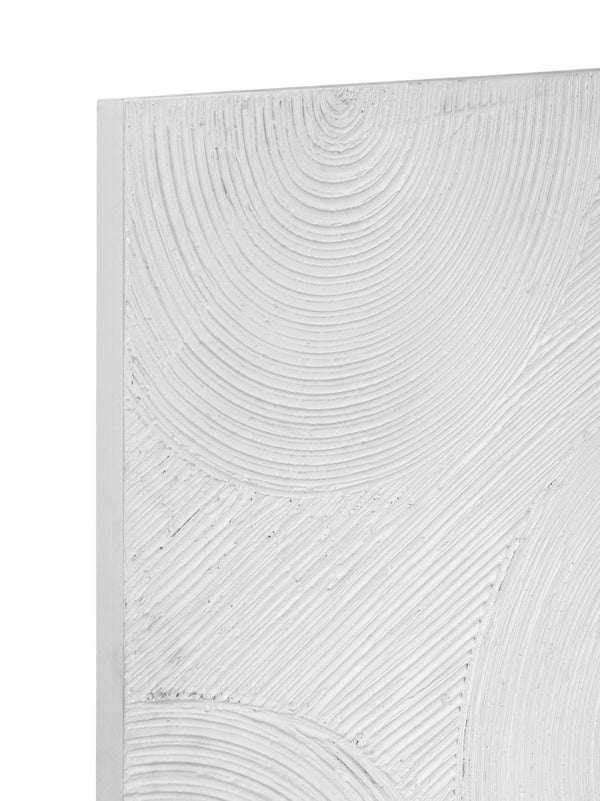 Basset Mirror Elton Wall Art - Textured Wooden Rectangular Hanging With Unique Circle Pattern For Modern Decor White Mdf 7500-792