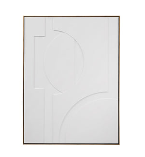Basset Mirror The Lonious Wall Art – Elegant Geometric Relief Design With Luxurious Gold Molding For Your Space White Wood,Canvas,Eva 7500-796