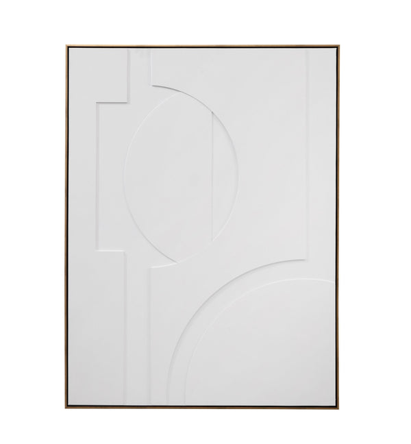 Basset Mirror The Lonious Wall Art – Elegant Geometric Relief Design With Luxurious Gold Molding For Your Space White Wood,Canvas,Eva 7500-796
