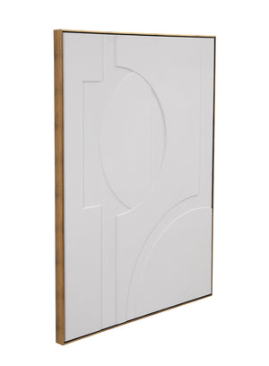 Basset Mirror The Lonious Wall Art – Elegant Geometric Relief Design With Luxurious Gold Molding For Your Space White Wood,Canvas,Eva 7500-796