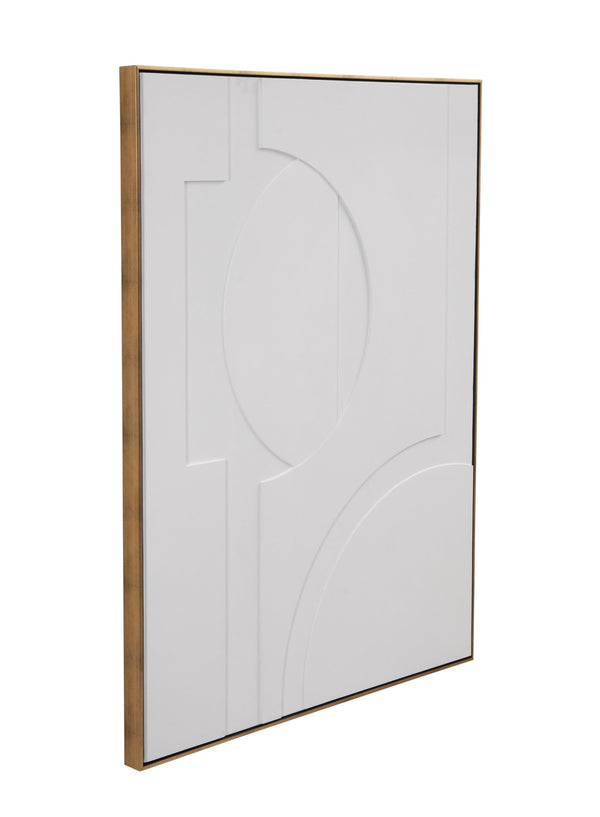Basset Mirror The Lonious Wall Art – Elegant Geometric Relief Design With Luxurious Gold Molding For Your Space White Wood,Canvas,Eva 7500-796