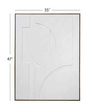 Basset Mirror The Lonious Wall Art – Elegant Geometric Relief Design With Luxurious Gold Molding For Your Space White Wood,Canvas,Eva 7500-796