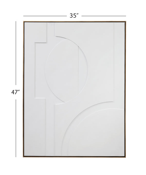 Basset Mirror The Lonious Wall Art – Elegant Geometric Relief Design With Luxurious Gold Molding For Your Space White Wood,Canvas,Eva 7500-796