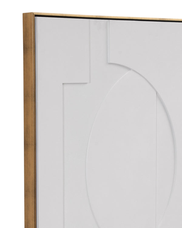 Basset Mirror The Lonious Wall Art – Elegant Geometric Relief Design With Luxurious Gold Molding For Your Space White Wood,Canvas,Eva 7500-796