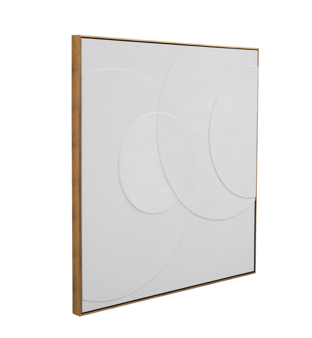 Basset Mirror Verdi Wall Art - Elegant Circular Relief Design With Luxurious Gold Molding For Stunning Decor White Wood,Canvas,Eva 7500-797