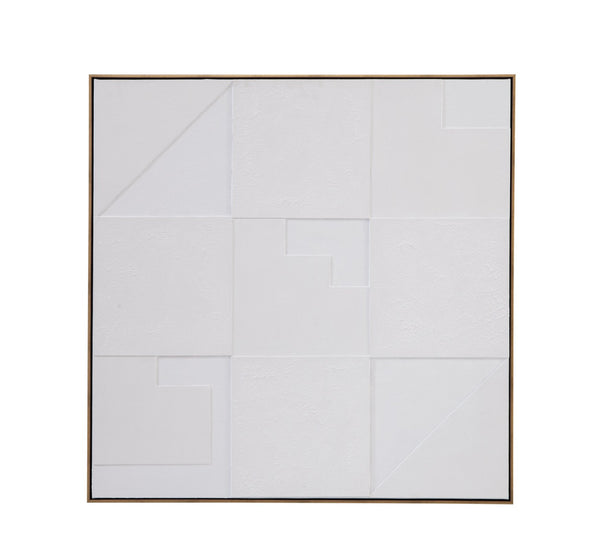 Basset Mirror Adema 3-d Relief Geometric Wall Art With Antique Gold Molding – Stunning Home Decor Accent Piece White Canvas,Fir,Resin,Eva 7500-798