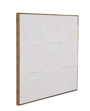 Basset Mirror Adema 3-d Relief Geometric Wall Art With Antique Gold Molding – Stunning Home Decor Accent Piece White Canvas,Fir,Resin,Eva 7500-798