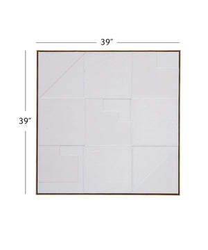 Basset Mirror Adema 3-d Relief Geometric Wall Art With Antique Gold Molding – Stunning Home Decor Accent Piece White Canvas,Fir,Resin,Eva 7500-798