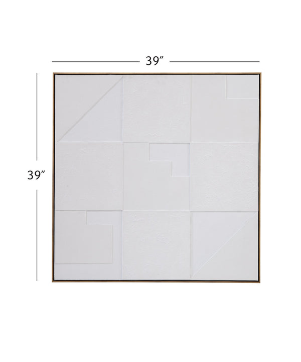 Basset Mirror Adema 3-d Relief Geometric Wall Art With Antique Gold Molding – Stunning Home Decor Accent Piece White Canvas,Fir,Resin,Eva 7500-798