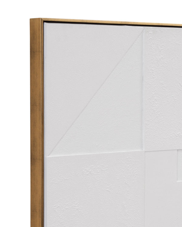 Basset Mirror Adema 3-d Relief Geometric Wall Art With Antique Gold Molding – Stunning Home Decor Accent Piece White Canvas,Fir,Resin,Eva 7500-798