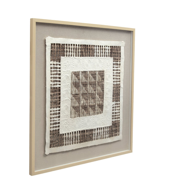 Basset Mirror Taughtrope Wall Art: Intricate Rice Paper Design In Shadowbox Frame For Elegant Home Decor Serenity Brown Paper,Linen,Mdf,Frame 7500-801