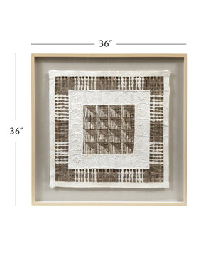 Basset Mirror Taughtrope Wall Art: Intricate Rice Paper Design In Shadowbox Frame For Elegant Home Decor Serenity Brown Paper,Linen,Mdf,Frame 7500-801